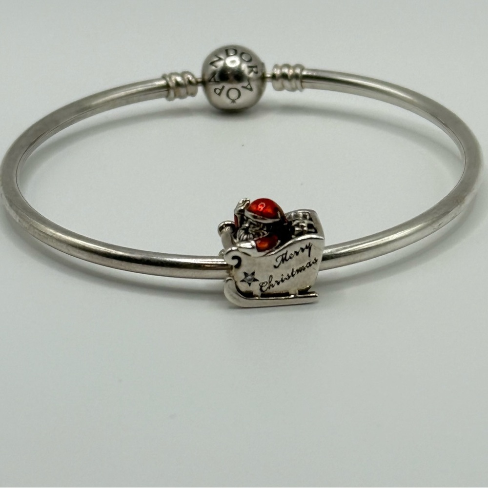 AUTHENTIC PANDORA Sleighing Santa Sled Charm